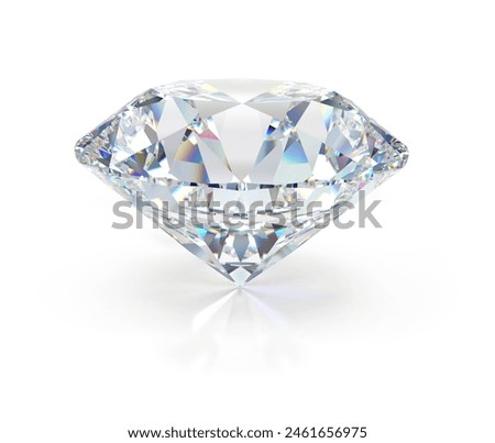 Single diamond close-up. 3d image. White background.