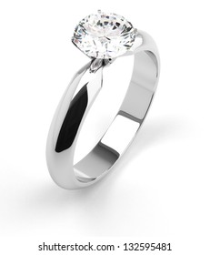 Single Diamond Ring On White