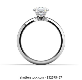 Single Diamond Ring On White