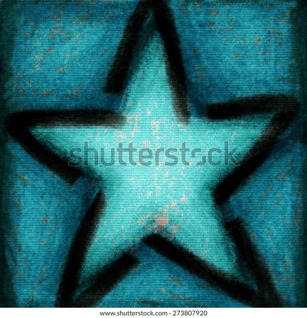 Single Drawn Star Background Grunge Texture Stock Illustration ...