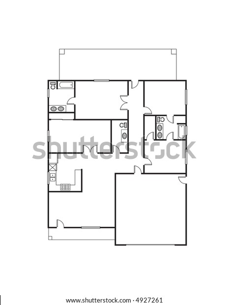 Single Family House Floor Plan Stock Illustration 4927261