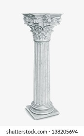 Single Greek Column Isolated On White