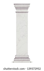 Single Greek Column Isolated On White