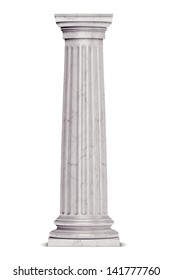 Single Greek Column Isolated On White