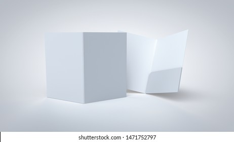Single Half Curved Pocket Folder A4 Commercial Realistic 3D Rendering, For Corporate Branding And Marketing Presentation Mockup.