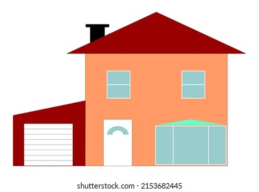 Single House With Bow Window And Car Port Illustration