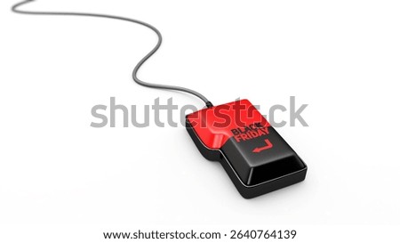 Single inter key from a keyboard on a white background. Bokeh. Black Friday. 3D render. Illustration.