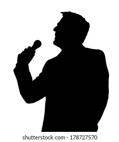 Single Male Opera Singer With Microphone Silhouette