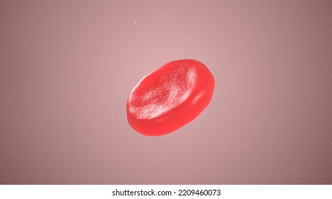 Single Red Blood Cell On Background, 3d Rendering, RBC