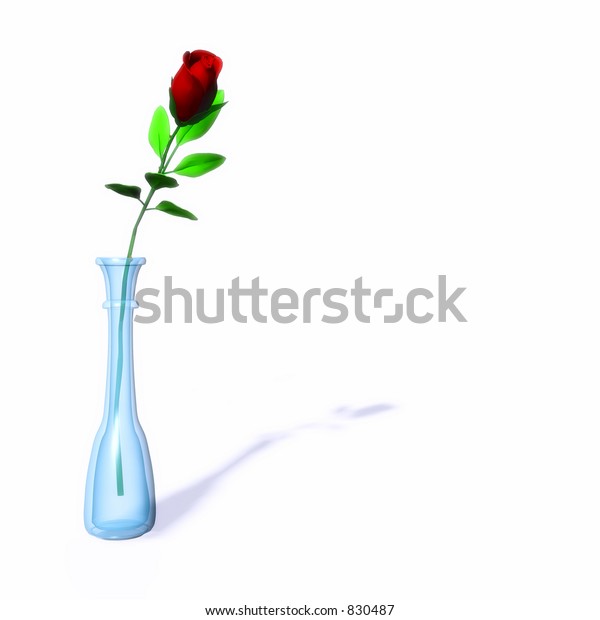 Single Red Rose Vase Shadow Great Stock Illustration 830487