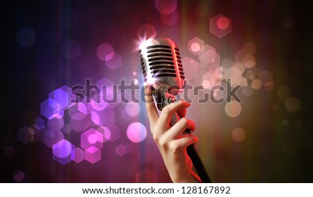 Similar – Image, Stock Photo The microphone on stage before the artist performance