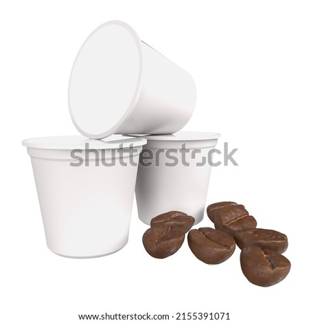 Single Serving K-Cup Coffee Pods with Coffee Beans 3D Rendering