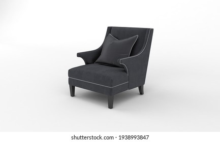 Single Sofa Chair Side View Furniture 3D Rendering