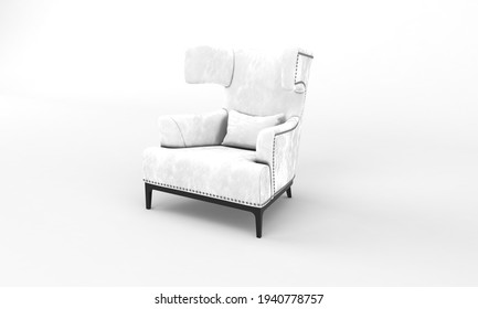 Single Sofa Chair Side View Furniture 3D Rendering