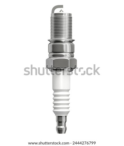 Single Spark Plug 3D Render Realistic on white Background. 3d illustration