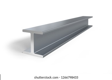 Single steel I-beam isolated on white background -  3D rendering