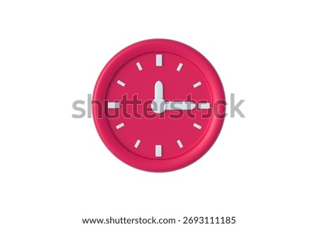 Single wall clock isolated on white background. Top view. 3d render