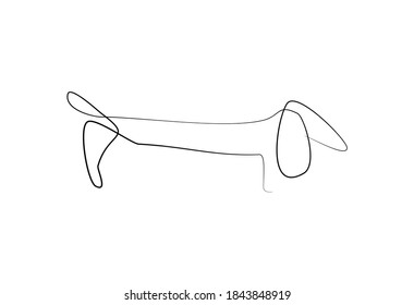 SINGLE-LINE DRAWING OF A DACHSHUND . This hand-drawn, continuous, line illustration is part of a collection artworks inspired by the drawings of Picasso. Each gesture sketch was created by hand. 
