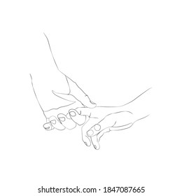 Singleline Drawing Handhands This Handdrawn Continuous Stock ...