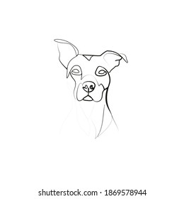 SINGLE-LINE DRAWING OF A PITBULL. This is a hand-drawn, continuous, line illustration. Each gesture sketch was created by hand. 