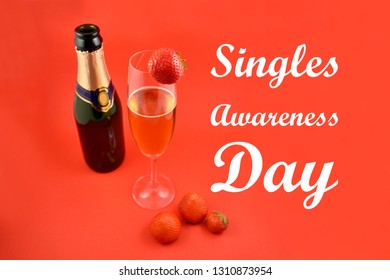 Singles Awareness Day images. Strawberries with champagne stock images. Bottle of champagne with strawberries. February 15, Singles Awareness Day. American holiday. Important day - Powered by Shutterstock