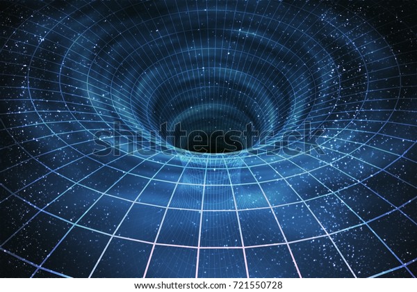 大きなブラックホールまたはワームホールの特異点 曲線状の時空の3d