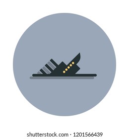 Sinking Ship Icon In Badge Style. One Of Web Collection Icon Can Be Used For UI, UX