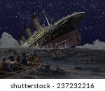 Sinking of the Titanic Illustration by German artist Willy Stower (1864-1931), 1912 watercolor with digital enhancement.