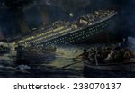 Sinking of the Titanic The lifeboats row away from the still lighted ship on April 15th 1912 as depicted in the British Newspaper