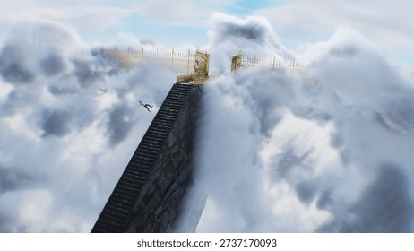 a sinner man fall from heaven to hell. Religious. concept. 3d rendering. 3D Illustration