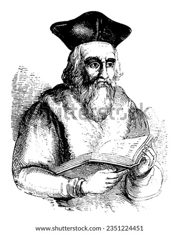 Sir Edward Kelley also known as Edward Talbot (1555-1598) English Renaissance occultist and scryer - Vintage engraved illustration Stock photo © 