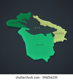 Siria, Iraq, Kurds, Isis Map. Captured Territory In Iraq And Siria