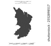 Sit The Kyun Gyi Island in the Andaman or Burma Sea, belonging to Myanmar, isolated on a bilevel elevation map, with distance scale