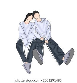 Sitting couple, illustration on a white background - Powered by Shutterstock