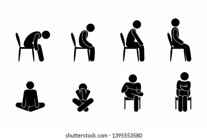 Sitting Person Stick Figure Man Pictogram Stock Illustration 1395553580