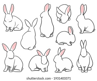 Cute Easter Rabbits Set Clipart Rabbits Stock Vector (Royalty Free ...