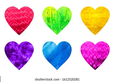 Set Watercolor Hearts Hand Drawn Illustration Stock Illustration 1882812646