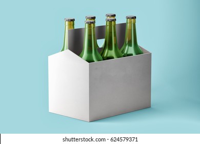 Download Six Pack Beer Bottles Mockup On Stock Illustration 624579371