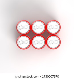 Six Pack Soda Bottles Top View In An Isolated Background 3D Ilustration