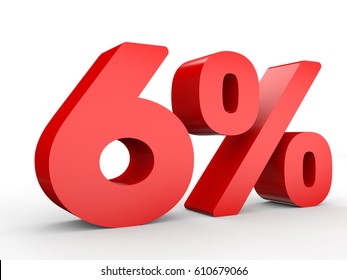 Six percent off. Discount  6 %. 3D illustration on white background.