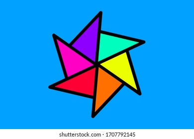 a six triangle logo with different colors