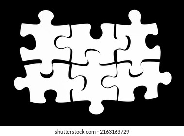 Six White Jigsaw Puzzle Parts Blank Stock Illustration 2163163729 ...