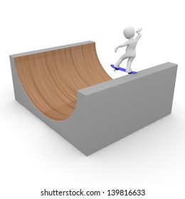 Skating on a big halfpipe.
