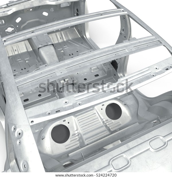 Skeleton of a car on\
white. 3D\
illustration