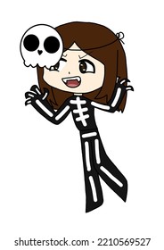 Skeleton Girl Ready For Some Tricking Tonight