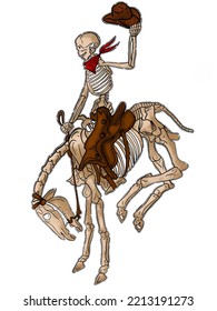 Skeleton Horse And Cowboy Skull