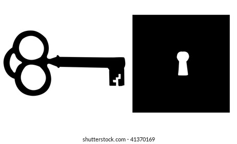 Skeleton Key Keyhole Silhouette Isolated On Stock Illustration 41370169 ...