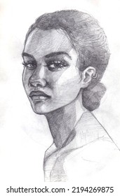 Sketch Afro Girl Drawing Pencil Black White Woman