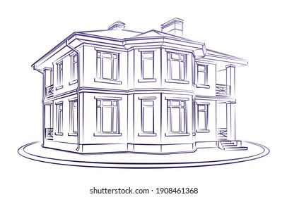 11 700 Drawing Big House Images Stock Photos Vectors Shutterstock Sketch Big Country House 260nw 1908461368