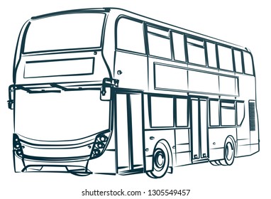 Sketch Big Passenger Bus Stock Illustration 1305549457 | Shutterstock